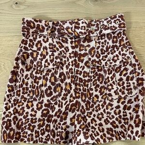 Zimmerman leopard print belted high waisted linen shorts
